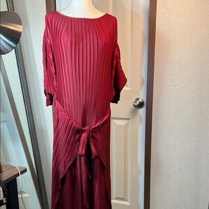 Eloquii Asymmetrical Red Pleated Dress